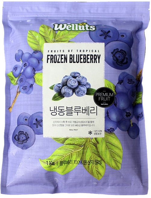 웰루츠 A등급 냉동 블루베리, 1개, 1kg