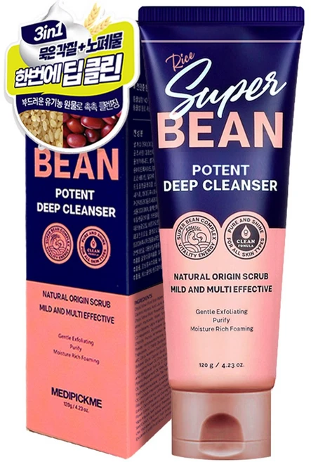 메디픽미 라이스 슈퍼빈 포텐 딥 클렌징 폼, 120g, 1개 - 쿠팡