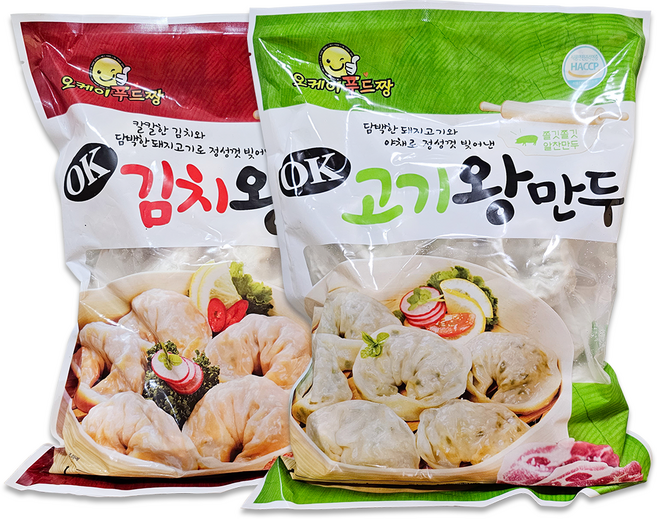 육즙이 가득 찬 고기왕만두 1봉 입맛을 돋구는 김치왕만두 1봉, 1세트, 1.4kg