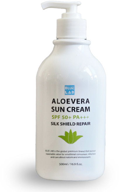 블루랩 알로에 베라 실크 쉴드 리페어 대용량선크림 SPF 50+ PA+++ 500ml, 1개