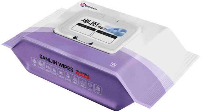 병원납품 소독티슈 살균 세정 물티슈 세니진와입스, 1개, 100매입, 55g