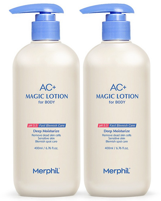 메르필 바디여드름 등드름 닭살 뱀살피부 개선 AC+매직 바디로션 베이비코튼향, 400ml, 2개