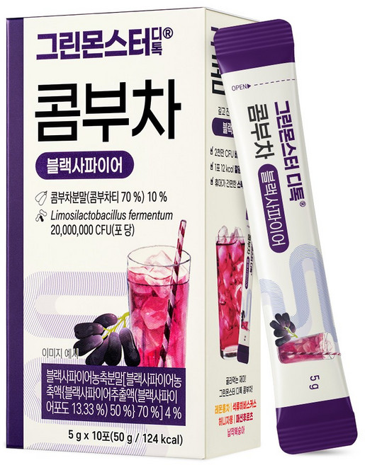 그린몬스터 디톡 콤부차 블랙사파이어, 5g, 10개입, 1개