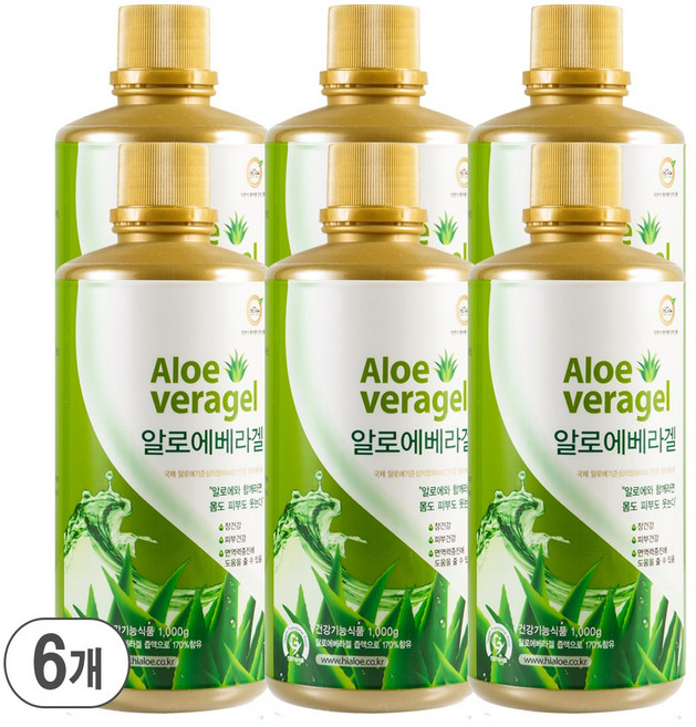 하이알로에 알로에겔 1kg x 6병 면역력증진 멕시코산 베라겔, 6개
