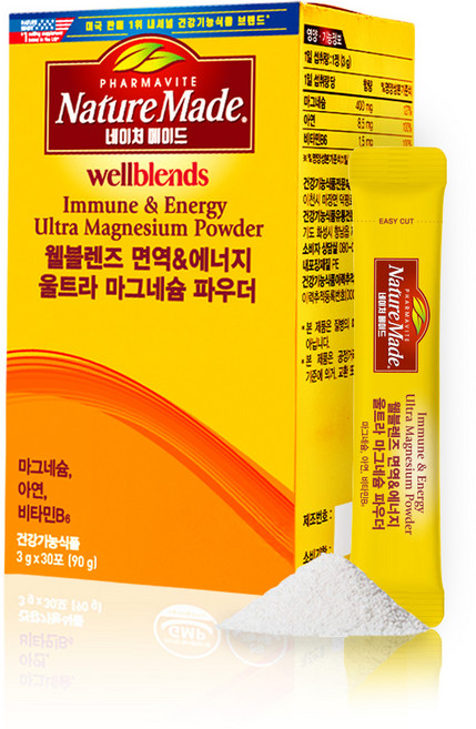 네이처메이드 웰블렌즈 면역 앤 에너지 울트라 마그네슘 파우더, 90g, 1개