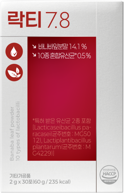 락티7.8 유산균 당관리 장건강 당뇨스쿨 바나바잎 락티카제이, 1개, 30회분
