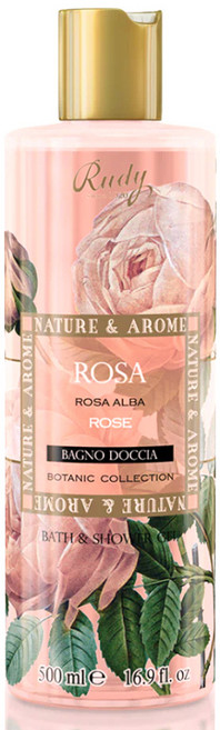 [루디프로푸미/이탈리아] 네추라 앤 아로마 바스 앤 샤워젤 바디워시 바디클린져 500ml - 로즈 + 샤워볼 사은품, 1개