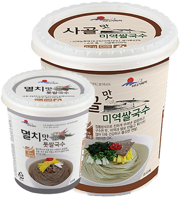 해뜰푸드 해조 쌀국수 컵국수2종 [멸치맛톳쌀국수12개+사골맛미역쌀국수12개] 튀기지않은 깔끔한 건면 컵라면, 24개