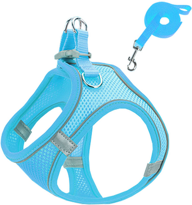 도매짱 고양이하네스 고양이목줄 고양이 전용 산책줄 가슴줄, 스카이, 1개