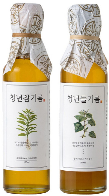 저온압착 청년참기름+청년들기름 세트, 1개, 180ml, 청년참기름+청년들기름 셋트