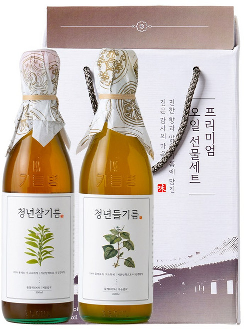 전라도청년 저온압착 청년 참기름350ml+들기름350ml 세트 선물세트, 상세페이지참조, 2개, 350ml