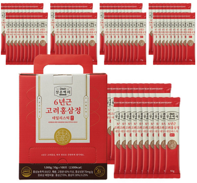 청춘백서 프리미엄 6년근 고려홍삼정 데일리스틱 골드 (2박스), 1kg, 2개