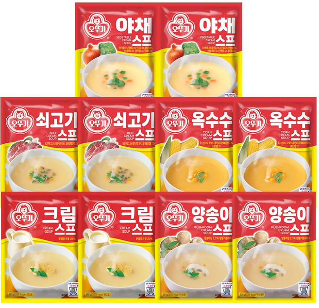 오뚜기 스프(80g) 5종 세트 (10개입) (쇠고기2+양송이2+크림2+옥수수2+야채2), 1세트