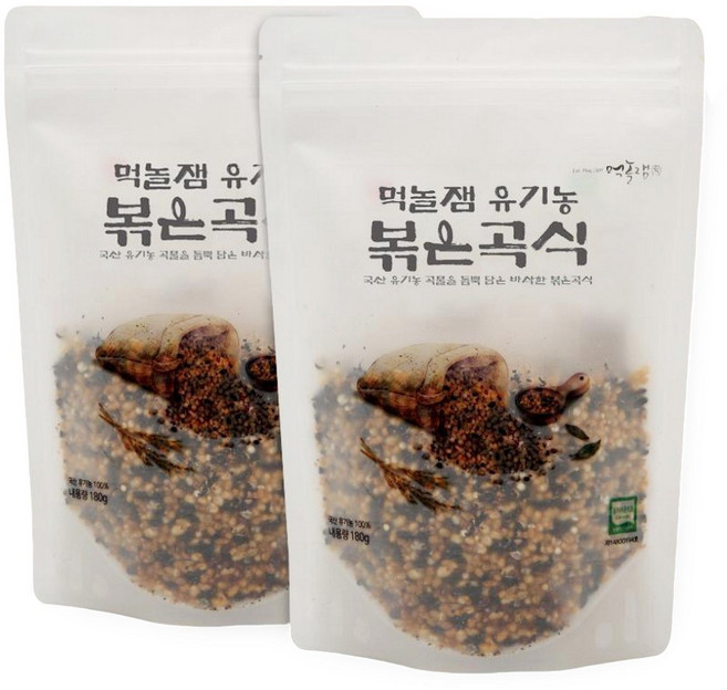 먹놀잼 국산 유기농 100% 볶은곡식 통곡물 현미, 2개, 180g