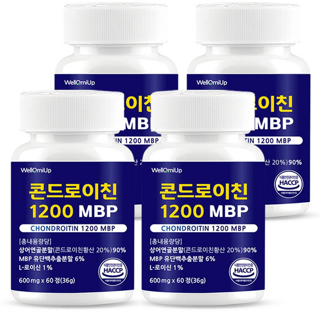 상어연골 콘드로이친1200 상어 콘트로이친 식약청인증 웰큐미업, 4개, 60정