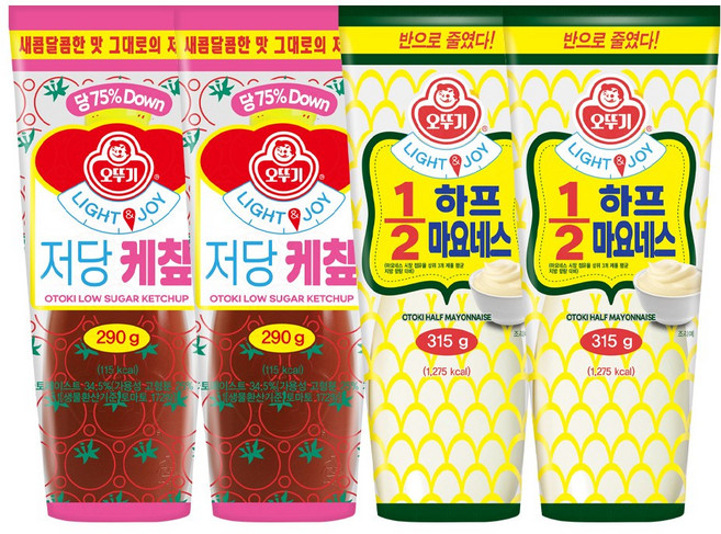 오뚜기 Light&Joy 저당 케챂 290g 2개+12하프마요네스 315g 2개, 1세트