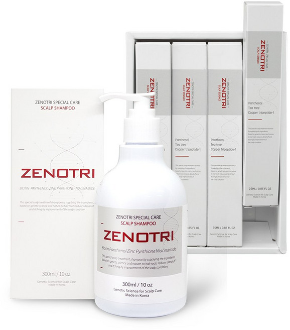 제노트리(zenotri) 비듬제로(anti dandruff) 컴플릿 패키지 지루성두피 간지러움 개선 (샴푸 + 에센스), 1개, 300ml