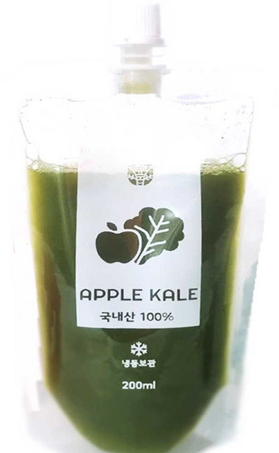 물없이 착즙 사과 케일 주스 200ml x 10팩 nfc 착즙 국산 100% 녹즙 냉동, 10개