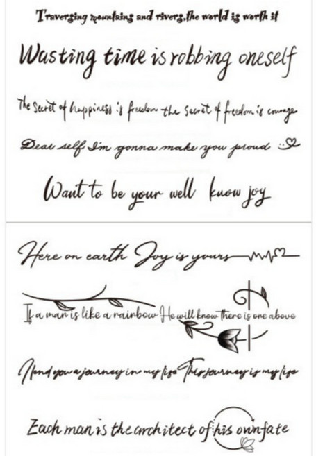 MIR WAY 미니 레테링 리얼 반영구 헤나 타투스티커 2장세트, 1개, MWF-02_2장세트