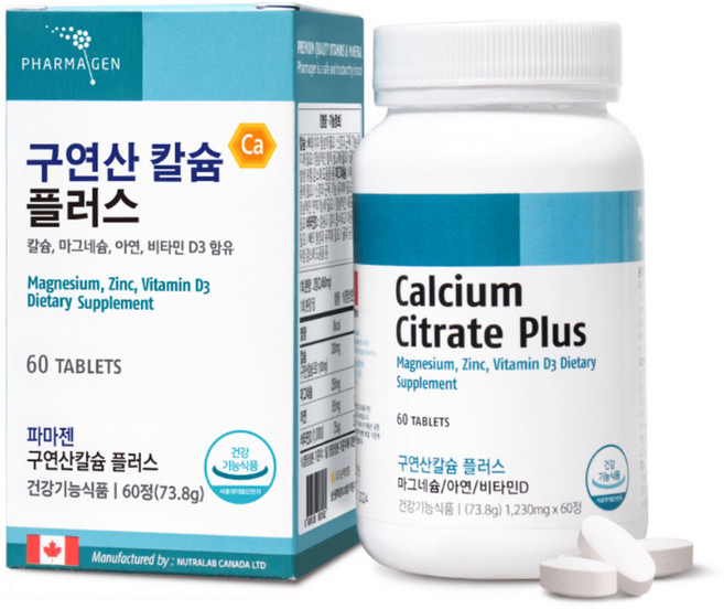 파마젠 구연산 칼슘 플러스 마그네슘 아연 비타민 60정, 30회분, 1개
