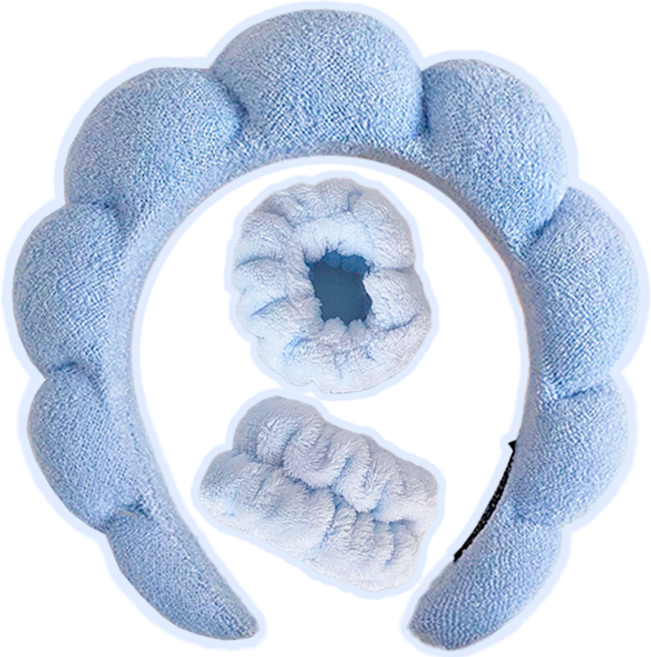 유아유 세안밴드 헤어밴드 5종 부드러운 세안머리띠+손목밴드, 1세트, 블루