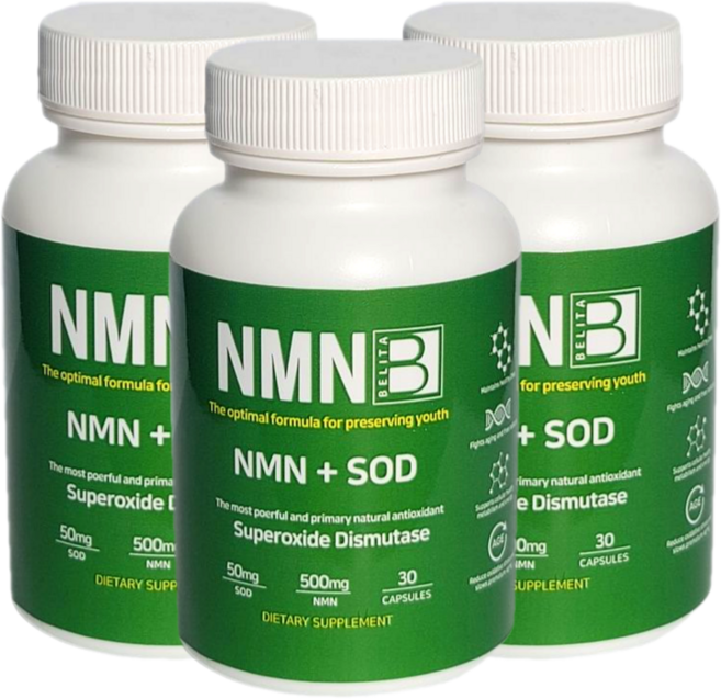 벨리타 NMN+SOD 영양제 500 (90일+30일) 노화의 종말 고순도 NAD+ 치매영양제 피로회복, 4개, 30정
