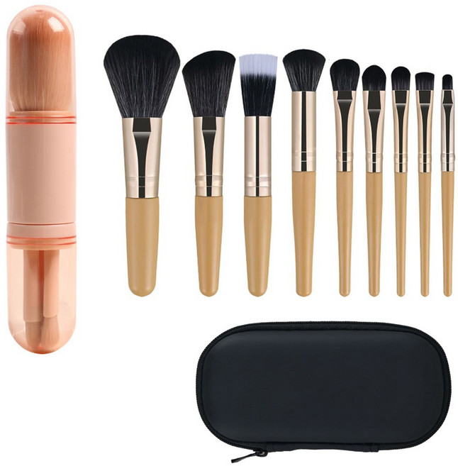 투데이리빙 13개 세트 여행용 메이크업 브러쉬 휴대용 미니 섀도우 파우더 쉐딩 컨투어 립브러쉬 화장 파우치, 1세트, R89188A(혼합색상