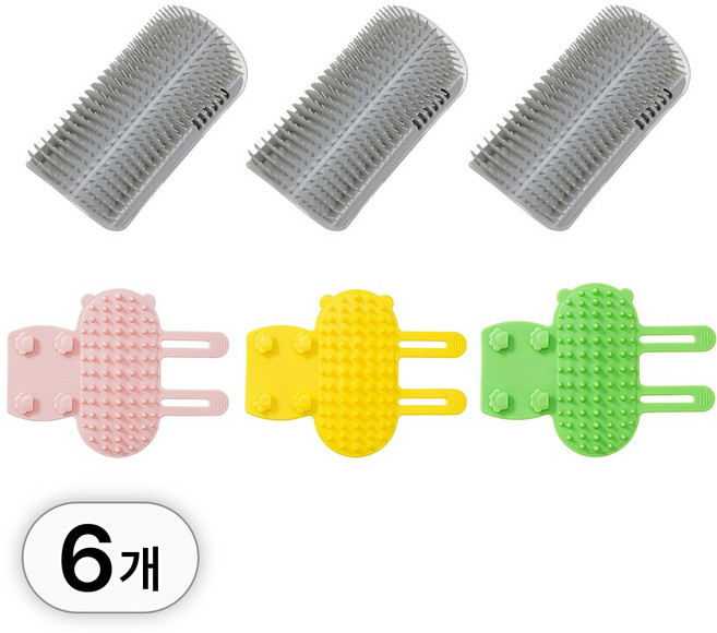 투데이리빙 6개 세트 고양이 셀프 그루밍 브러쉬 죽은털 제거 고양이빗 반려동물 빗질 장난감 애완 용품 캣닢 캣닢볼, 1세트, R98580A(혼합색상