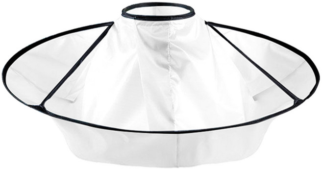 투데이리빙 5종 세트 셀프 미용 커트보 + 집게 + 꼬리빗 + 커트빗 + 스펀지 이발 염색 파마 헤어 이발보 가정용 미용실 가운, 1개, R29009E(화이트