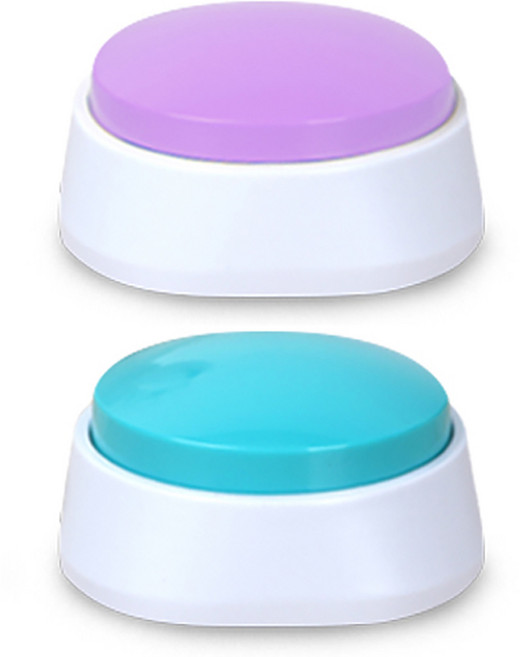 1+1 강아지 녹음벨 버튼 애견 말하기 훈련벨 말하는 강아지벨 의사 소통 부저 언어벨 간식 교육용 학습 녹음 간식벨, R79114A, 2개, 민트퍼플