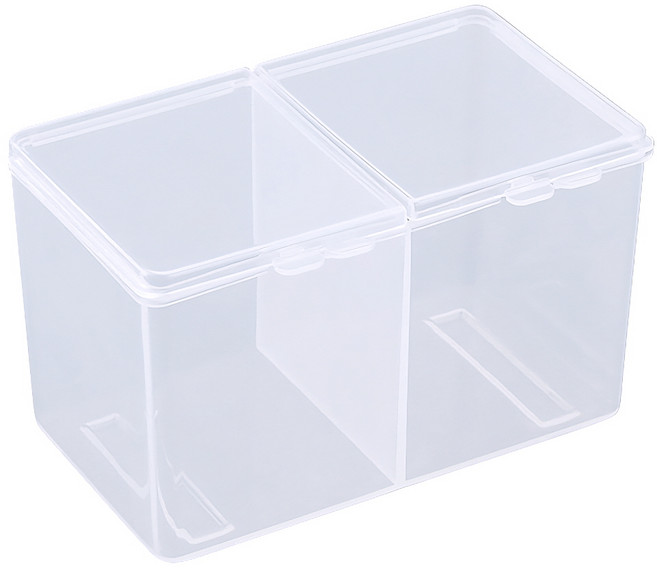 2구 듀얼 화장솜케이스 면봉보관함, 투명, 1개