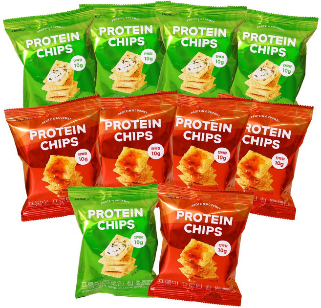 [다이어터 간식] 프롬잇 프로틴칩 2종 혼합set (칠리+어니언), 40g, 10개