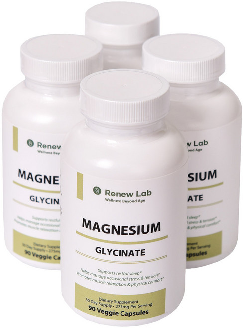 리뉴랩 마그네슘 글리시네이트 275mg 90캡슐 4병 4개월분, 90정, 4개
