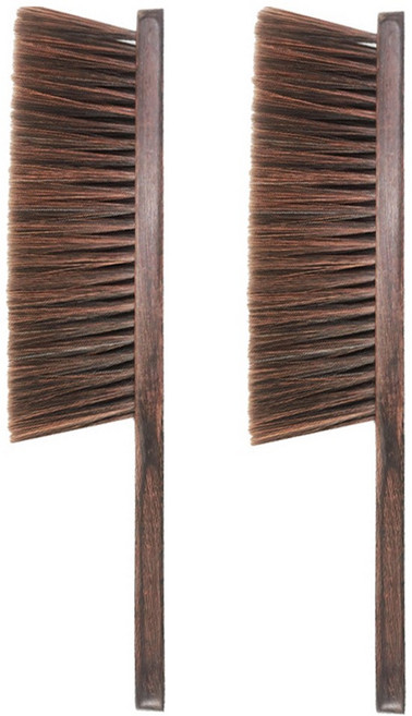 투데이리빙 1+1 원목 미니 빗자루 청소 브러쉬 실내 베란다 책상 사무실 현관 부드러운 소형 우드 일체형 핸들 방빗자루, R98805A(브라운, 2개