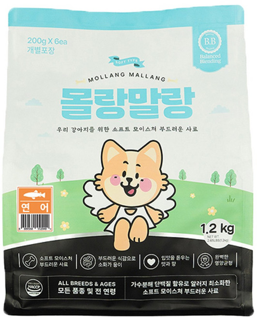 몰랑말랑 소프트 사료 연어 1.2kg, 12개, 200g