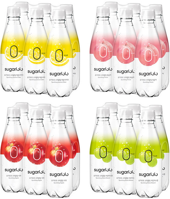 슈가로로 스파클링 복숭아+레몬사이다+샤인머스캣+사과 350ml [6개입*4*2박스] (총 48개입), 48개