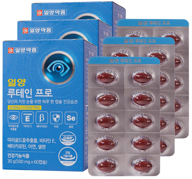 일양약품 일양 루테인 프로 500mg 60캡슐 6개월분 일양 눈건강, 60정, 3개