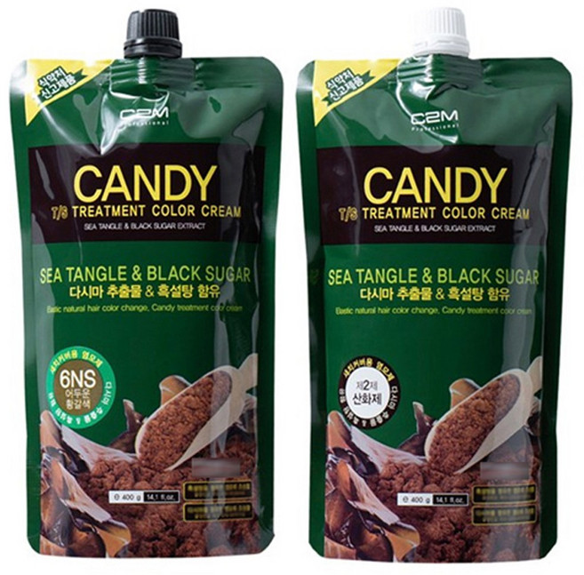 캔디염색약 대용량 400ml 염색보호 트리트먼트, 7NS 황갈색, 1개