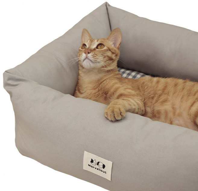 마벨러스홈데코 반려동물 순면 방석, 그레이, 1개