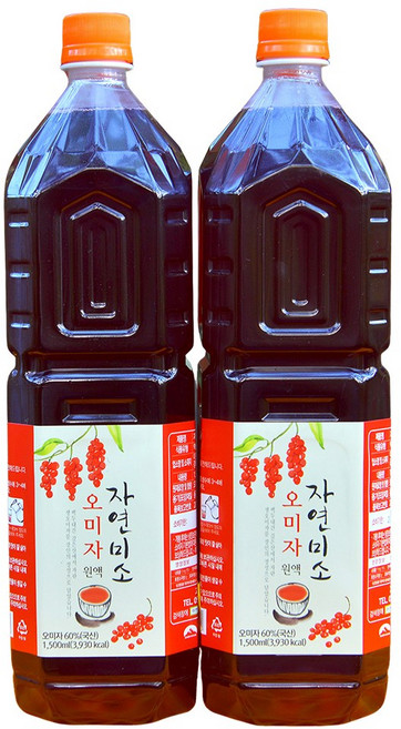 7위 - 문경 오미자원액 청 대용량 1500ml 2병 오랜전통1996년, 2개, 1.5L, 1개입