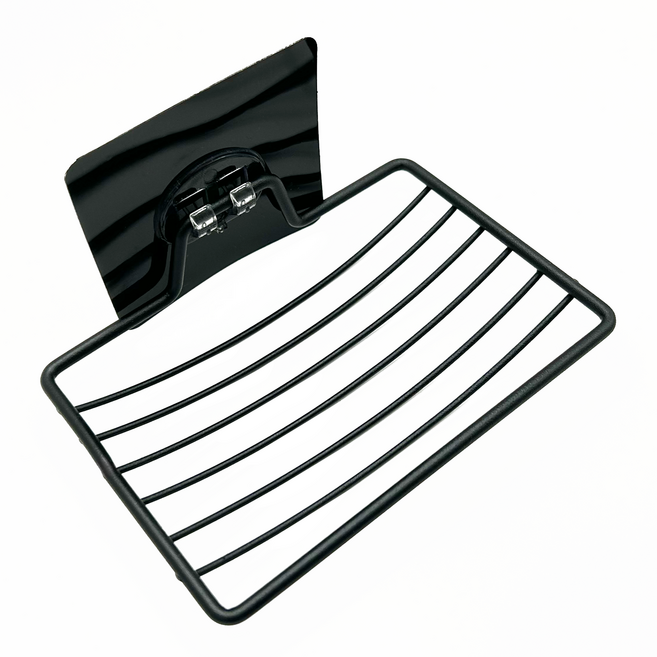 바코젤 부착식 무타공 물빠짐 비누 받침대, 블랙, 1개