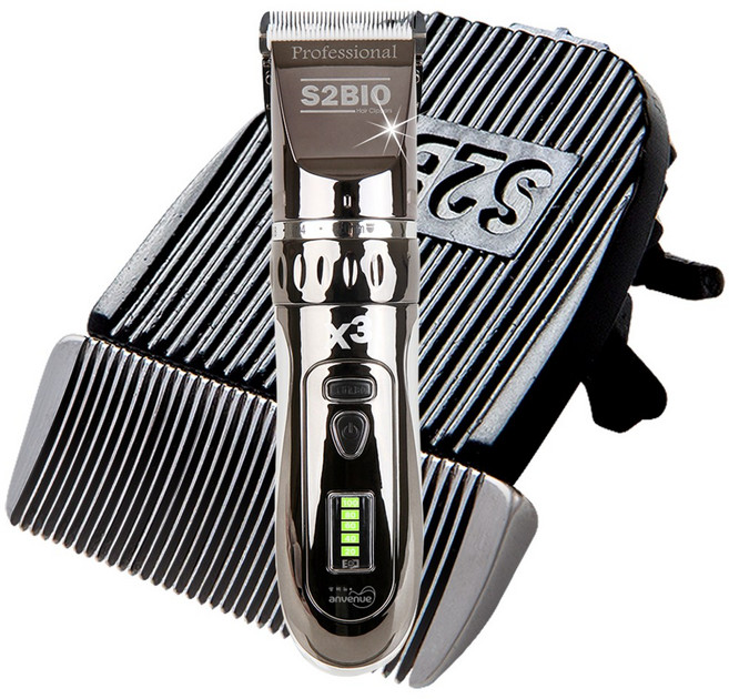 앙비뉴 강아지 바리깡 + 교체날 세트 X3 터보 파워플러스, 크롬, 1세트