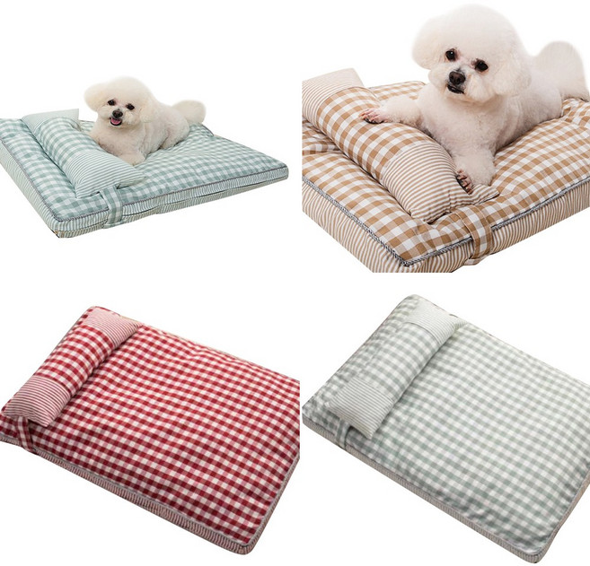 [쓰리몰] 사각 강아지 방석 애견 쿠션 고양이 침대 매트리스 커버 분리형 (대 중 소), 브라운, 1개