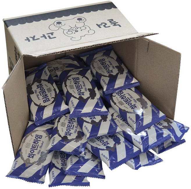 [놀러과자] 크라운 화이트하임 사무실간식 비스킷 대용량 개별포장, 50개