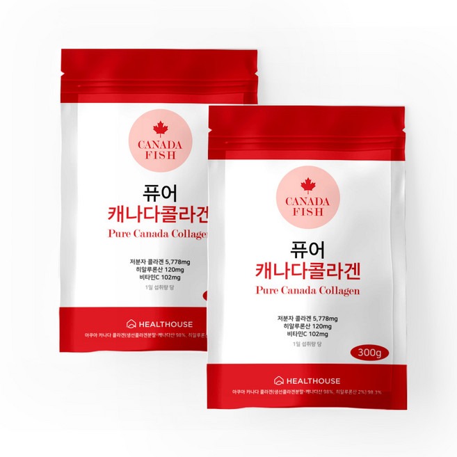 퓨어 캐나다 콜라겐 300g+300g/캐나다 자연산 대구 껍질 추출 저분자 콜라겐 펩타이드 비타민C 히알루론산, 600g, 1개