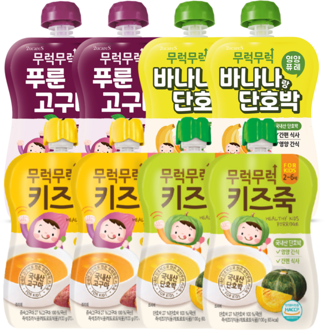 무럭무럭 과일퓨레 알뜰팩 모음, 100g, 8개, 고구마/단호박/푸룬고구마/바나나단호박