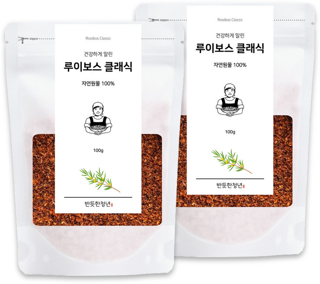 1+1 반듯한청년 루이보스 클래식 티 100g 2봉 리필팩 차, 1개, 2개입
