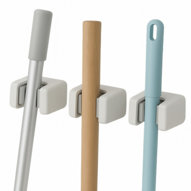 펄픽스 단단한 고정 간편한 설치 청소도구 걸이, 3개, 화이트