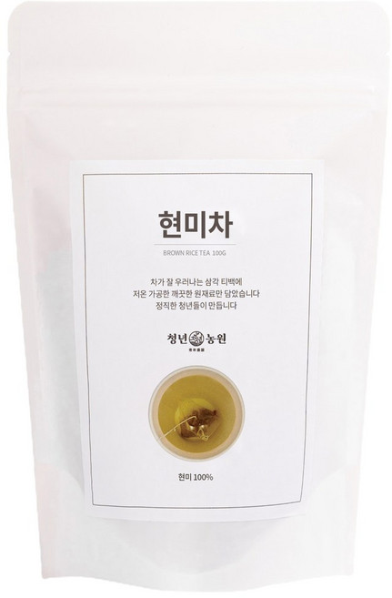 청년농원 현미차 티백 국산 100% 건강차 대용량 전통차, 1개, 2g, 50개입