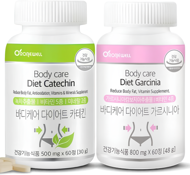 녹차 카테킨+가르시니아 2통세트 체지방감소 칼로리 탄수화물 컷팅제 차단제 중년 여자 남자 다이어트 보조제, 2박스